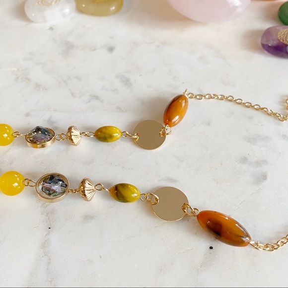 3/$15 Yellow & Gold Beaded Face Mask Chain - Picture 4 of 5